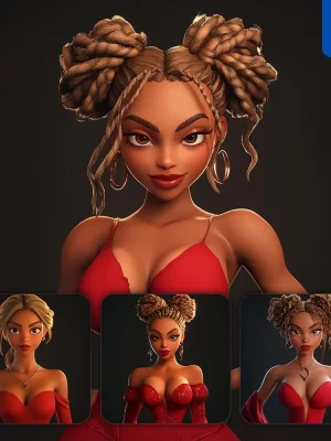 Midjourney Prompt Beyonce Superstar Model Cartoon Character 3d Cute Animation