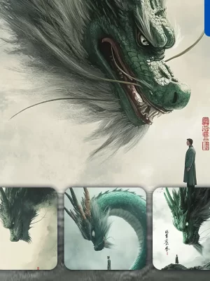 Midjourney Prompt Chinese Dragon Human Man Illustration Dramatic Scene