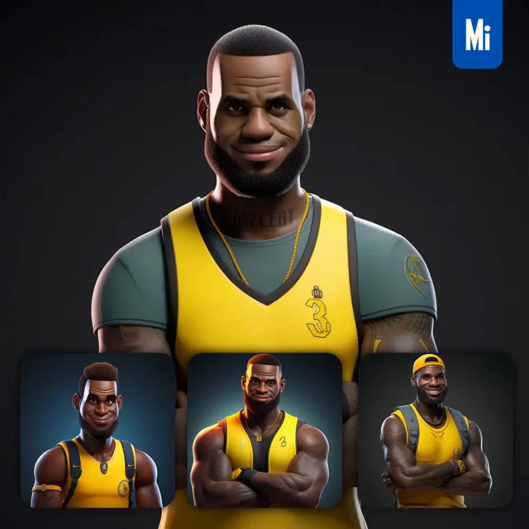 midjourney prompt Lebron James cartoon character 3D cute superstar animation