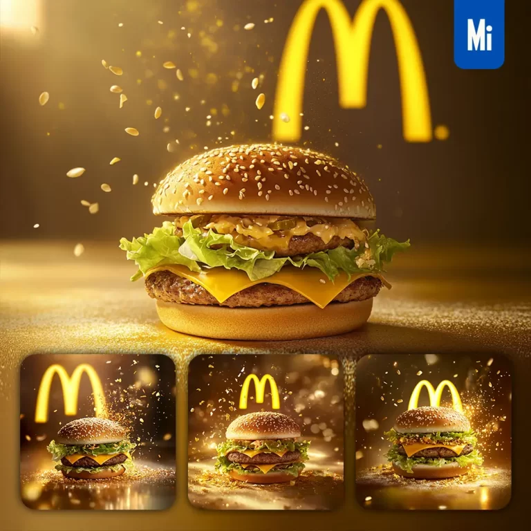 midjourney prompt McDonald light hamburger advertising food photography