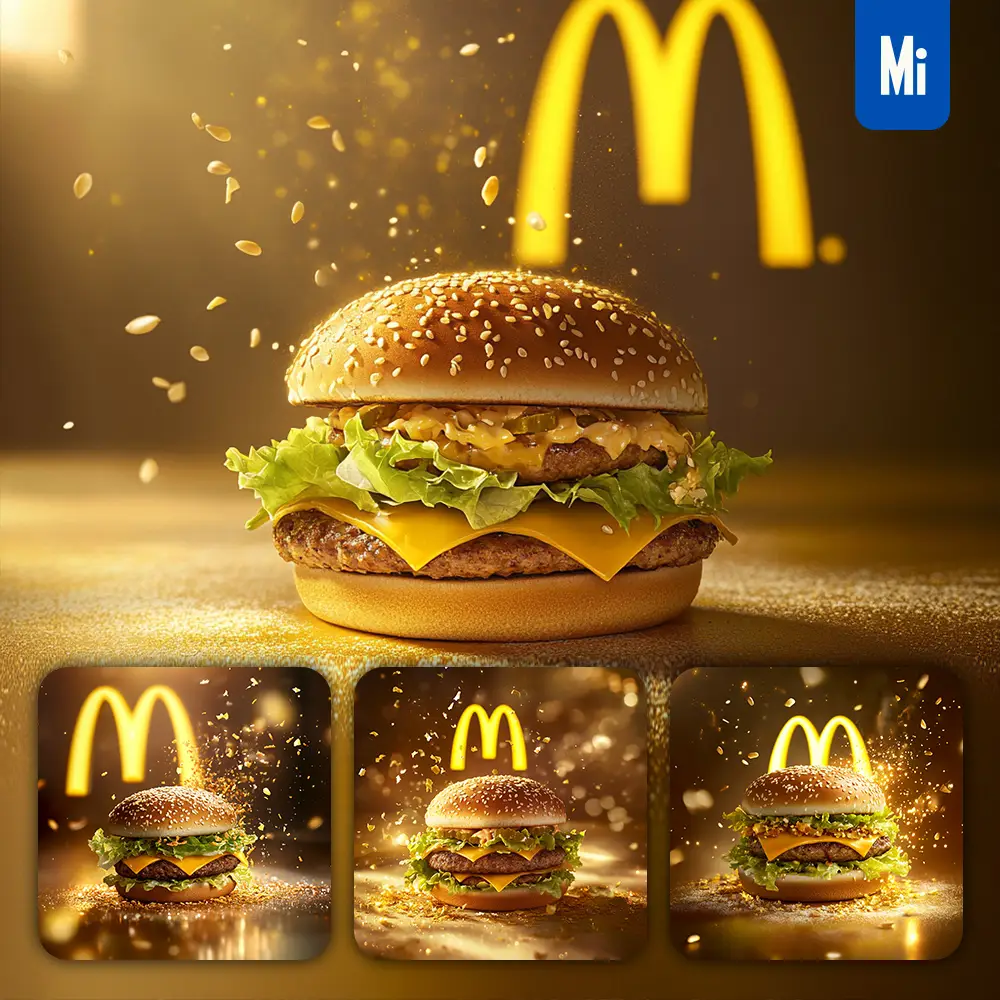 Midjourney Prompt Mcdonald Light Hamburger Advertising Food Photography