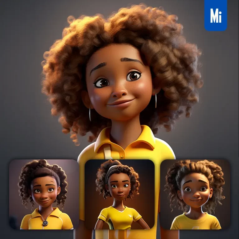 midjourney prompt Serena Williams cartoon character 3D cute superstar animation