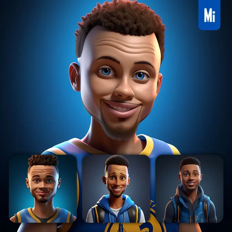 midjourney prompt Stephen Curry cartoon character 3D cute superstar animation