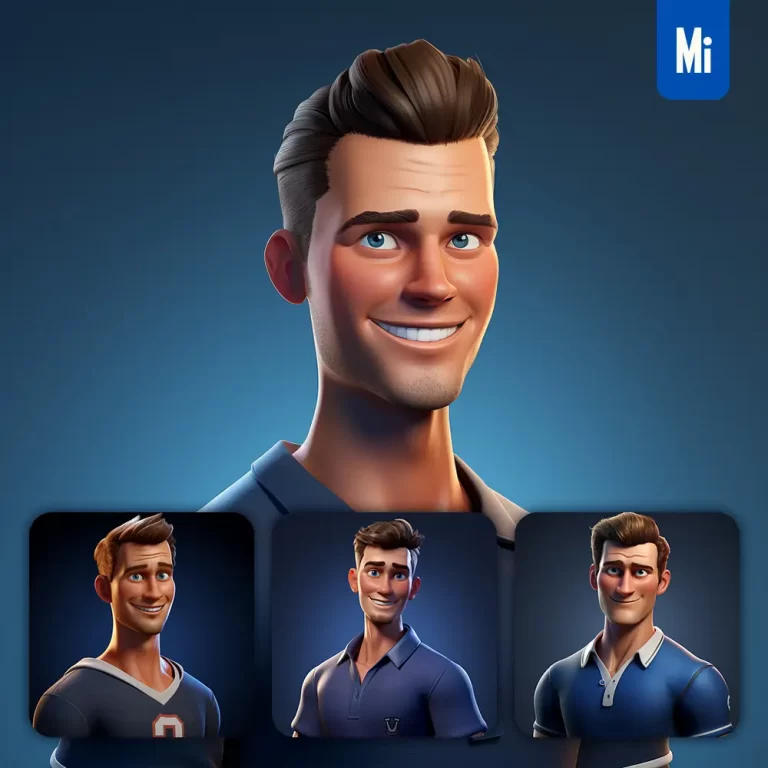 midjourney prompt Tom Brady cartoon character 3D cute superstar animation