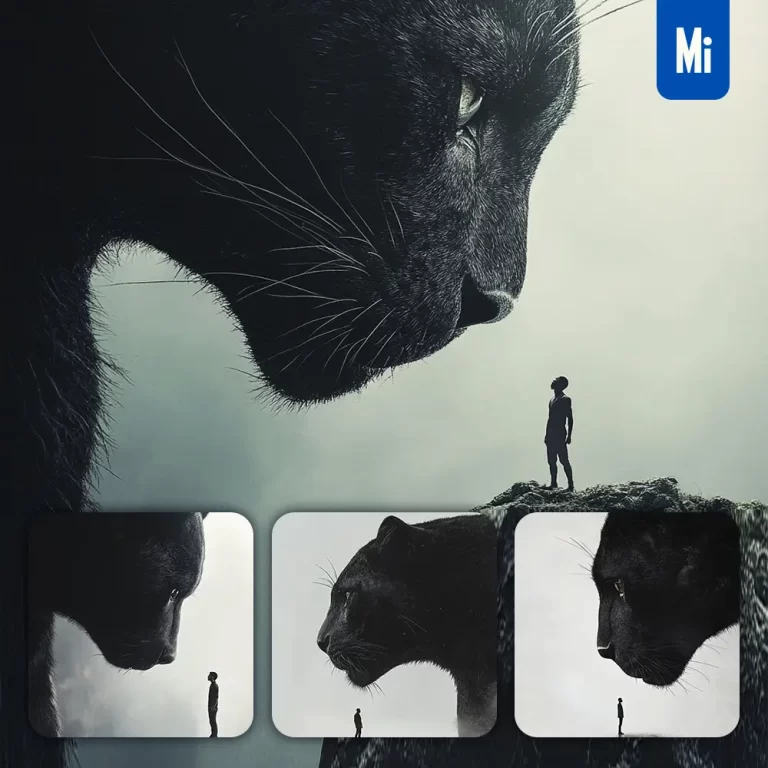 midjourney prompt black panther human man illustration dramatic scene