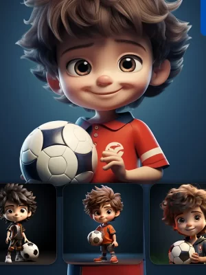 Midjourney Prompt Boy Football Soccer Kids Pupil Children 3d Lovely Cute Doll Blind Box Cartoon