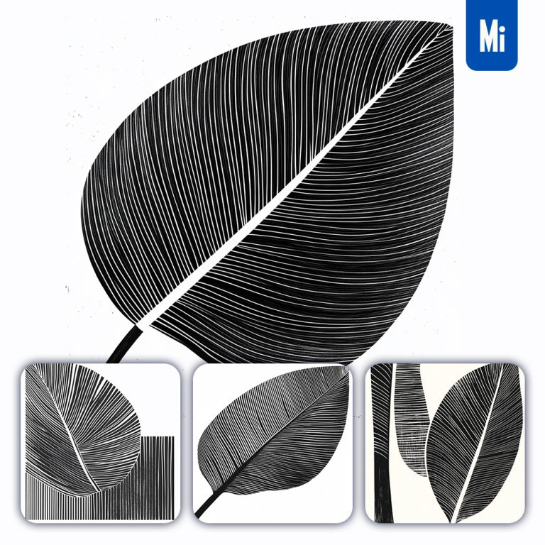 midjourney prompt coconut leaf vector woodcut print black and white illustration graphic pattern