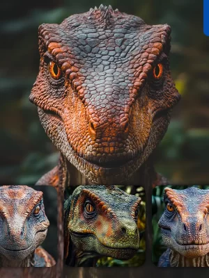 Midjourney Prompt Dinosaur Head Straight Face Detailed Close Up Photography