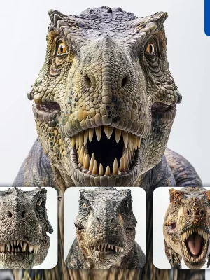 Midjourney Prompt Dinosaur Tyrannosaurus Head Face Front Photography