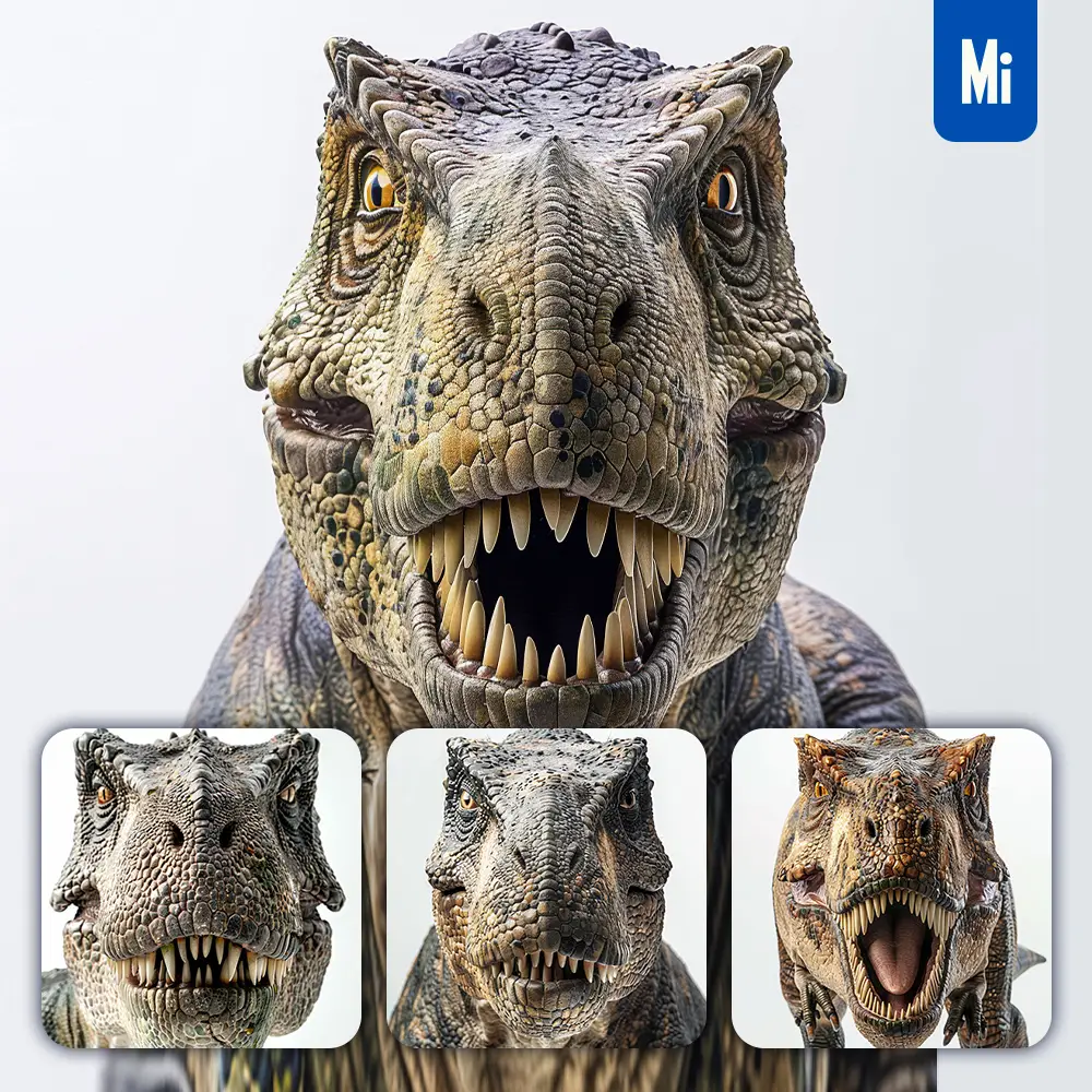 Midjourney Prompt Dinosaur Tyrannosaurus Head Face Front Photography