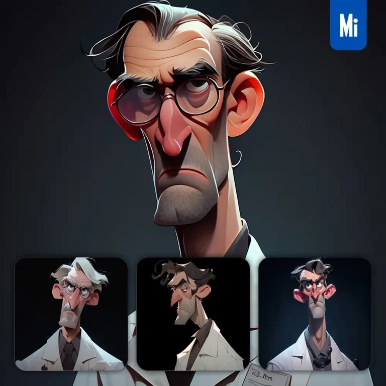 midjourney prompt doctor professor man male quirky brooding character design animation cartoon