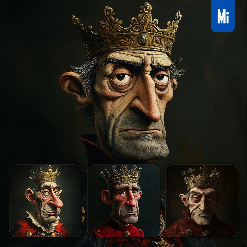 Midjourney Prompt Emperor King Crown Abstract Character Design Animation Cartoon
