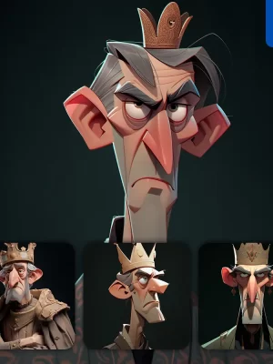 Midjourney Prompt Emperor King Old Quirky Brooding Character Design Animation Cartoon