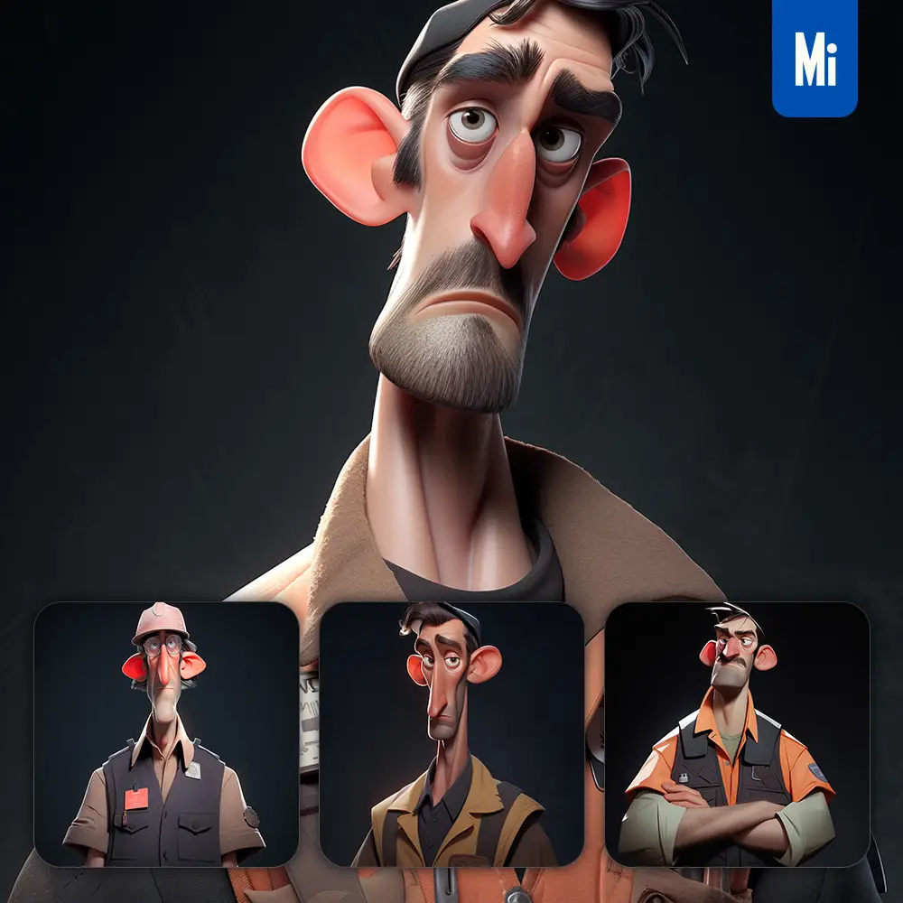 Midjourney Prompt Engineer Man Male Quirky Brooding Character Design Animation Cartoon