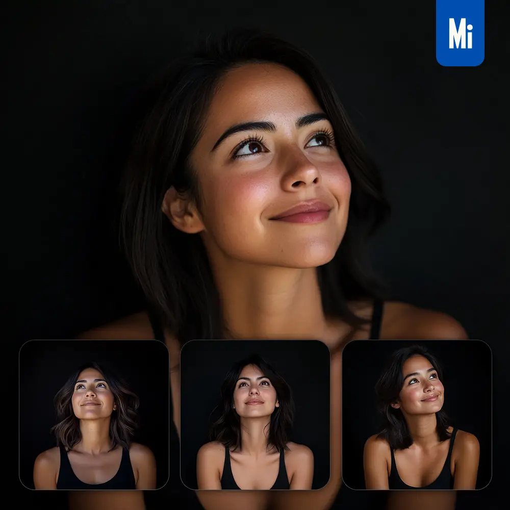 midjourney prompt girl hair young tank top attractive smiling smile looking black portrait photography