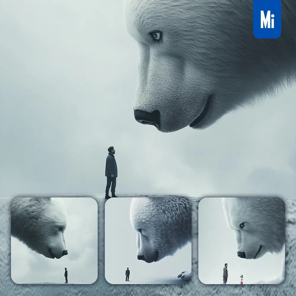 Midjourney Prompt Human Man Bear Illustration Dramatic Scene