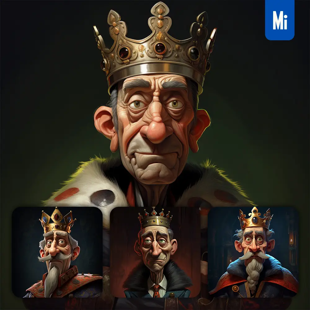 Midjourney Prompt King Emperor Quirky Brooding Character Design Animation Cartoon