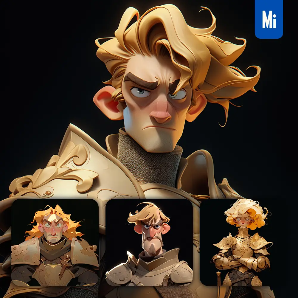 Midjourney Prompt Knight Warrior General Quirky Brooding Character Design Animation Cartoon