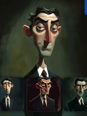 Midjourney Prompt Man Male Gentleman Lawyer Manager Suit Abstract Character Design Animation Cartoon