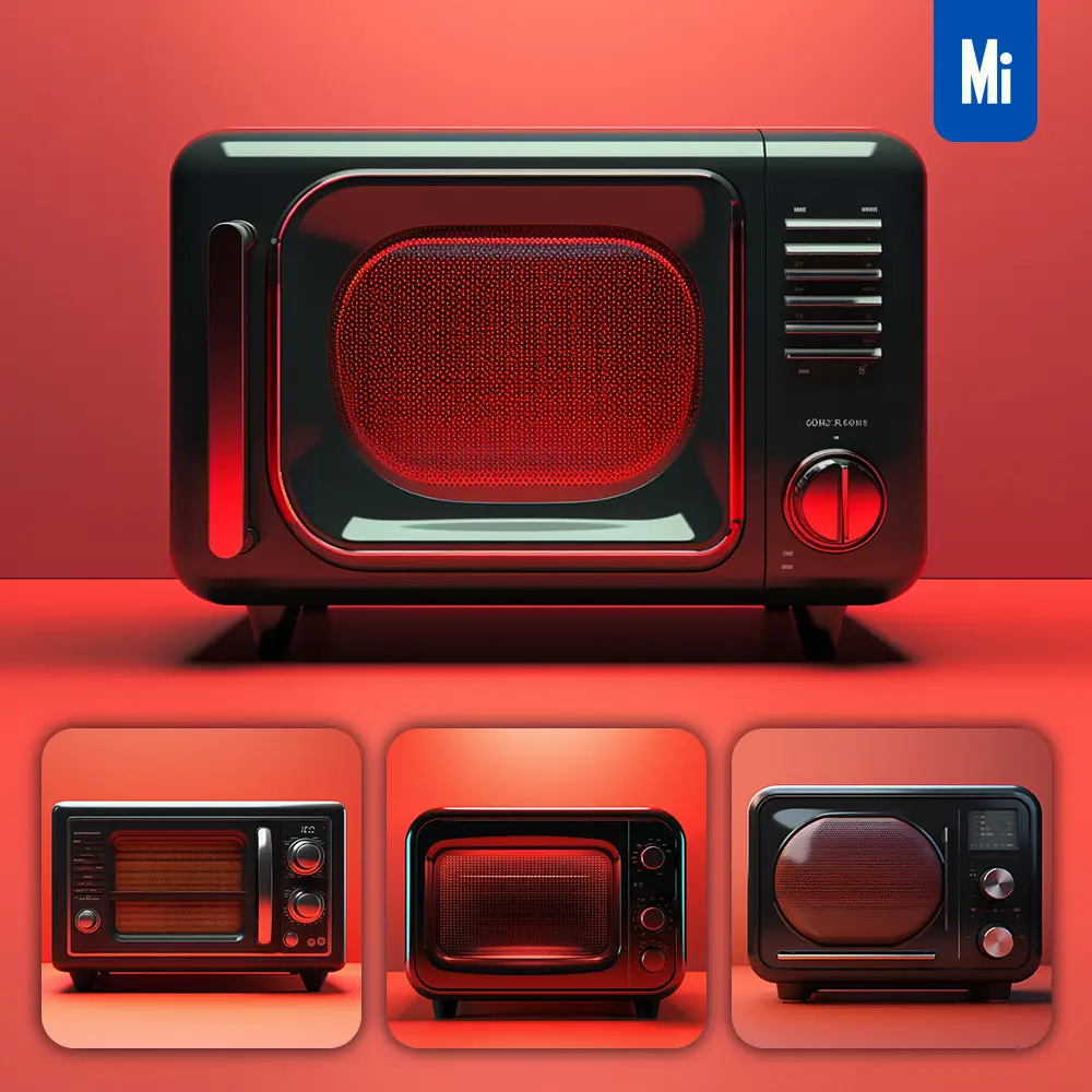 Midjourney Prompt Microwave Red Black Retro Industrial Product Functional Design 3d Rendering Photography