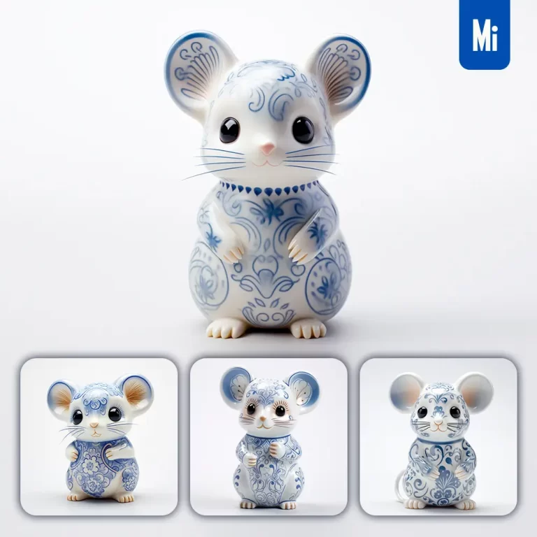 midjourney prompt mouse cute porcelain pattern art animal 3D artwork