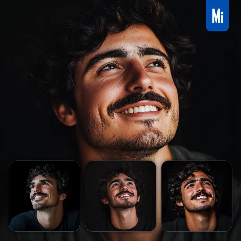 midjourney prompt mustache man male smiling smile looking black portrait photography