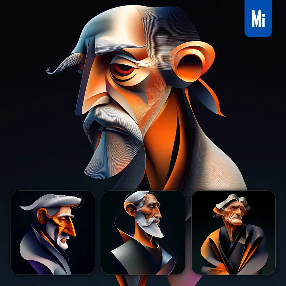 midjourney prompt peasant side abstract character design animation cartoon