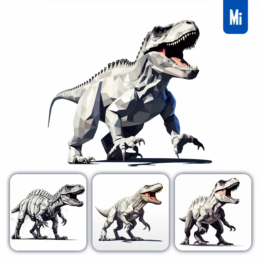 midjourney prompt tyrannosaurus dinosaur geometric figure triangle vector logo illustration