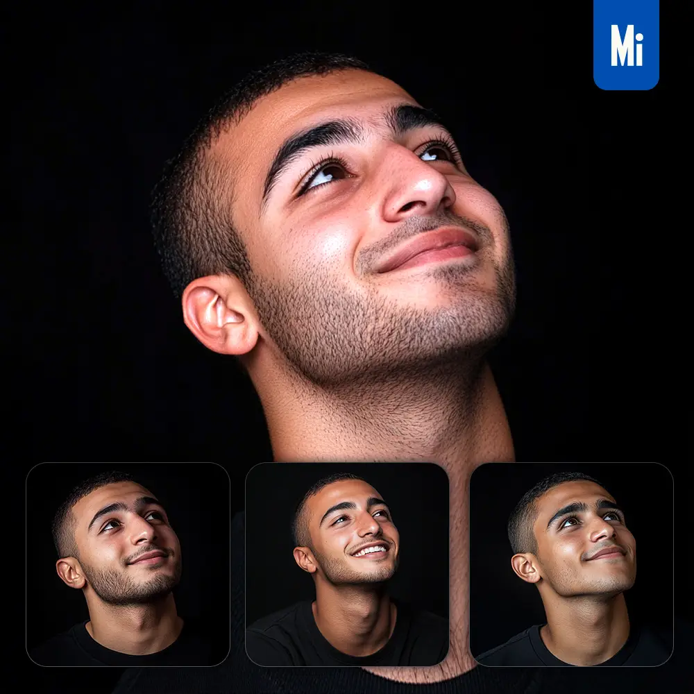 midjourney prompt young man male attractive young adult smiling smile looking black portrait photography