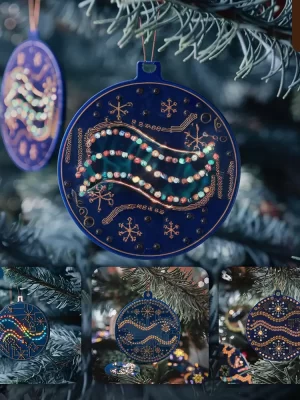 Ideogram Prompt Pcb Merry Christmas Ornament Snowflake Picea Spruce Tree Branch Circle Photography