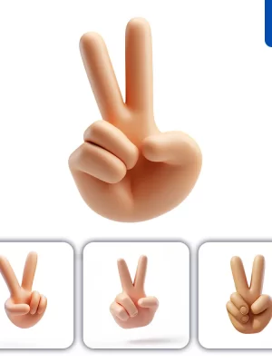 Midjourney Prompt 3d Icon Hand Man Cartoon Peace Sign Victory Gesture