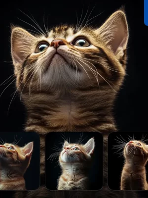 Midjourney Prompt Abyssinian Cat Kitten Head Face Front Look Up Portrait Photography