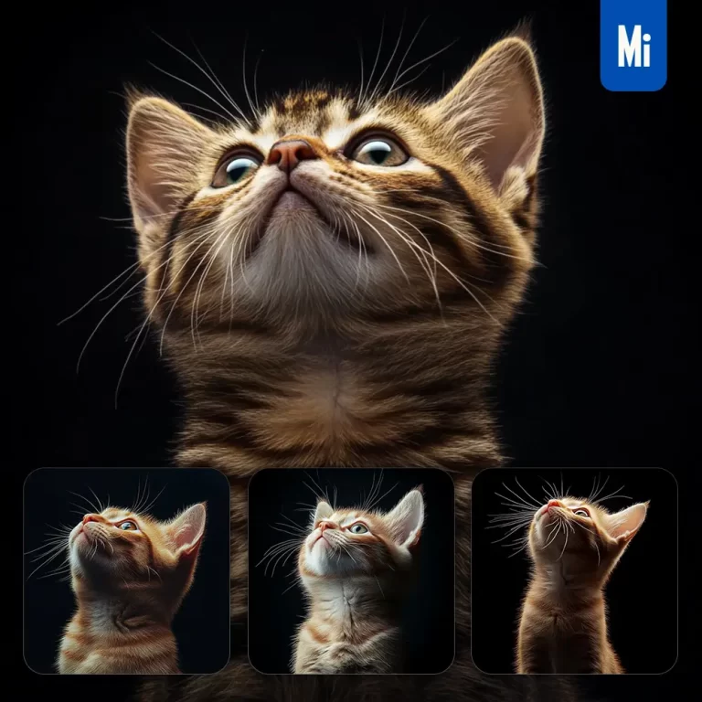 midjourney prompt Abyssinian cat kitten head face front look up portrait photography