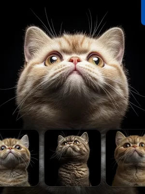 Midjourney Prompt Exotic Shorthair Cat Kitten Head Face Front Look Up Portrait Photography