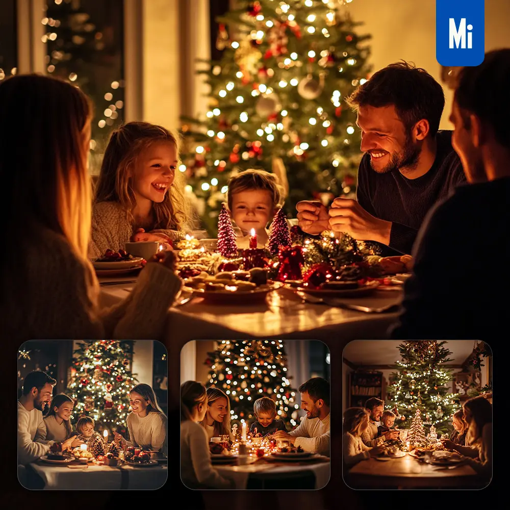 midjourney prompt German family happy Christmas eve dine together photography
