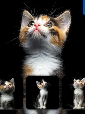 Midjourney Prompt Japanese Bobtail Cat Kitten Head Face Front Look Up Portrait Photography