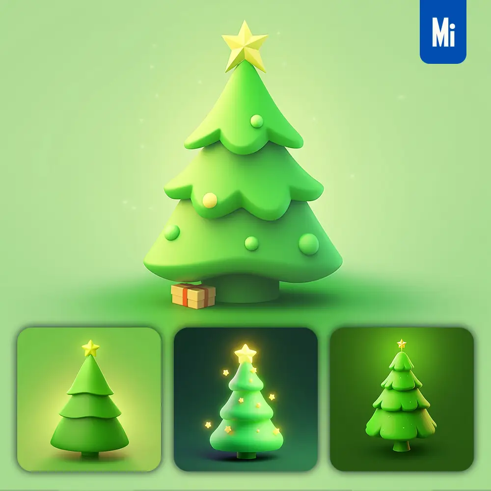 Midjourney Prompt Merry Christmas Tree 3d Rendering Ui Icon Festival Cartoon