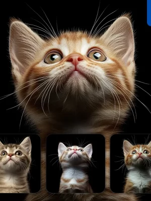 Midjourney Prompt Munchkin Cat Kitten Head Face Front Look Up Portrait Photography