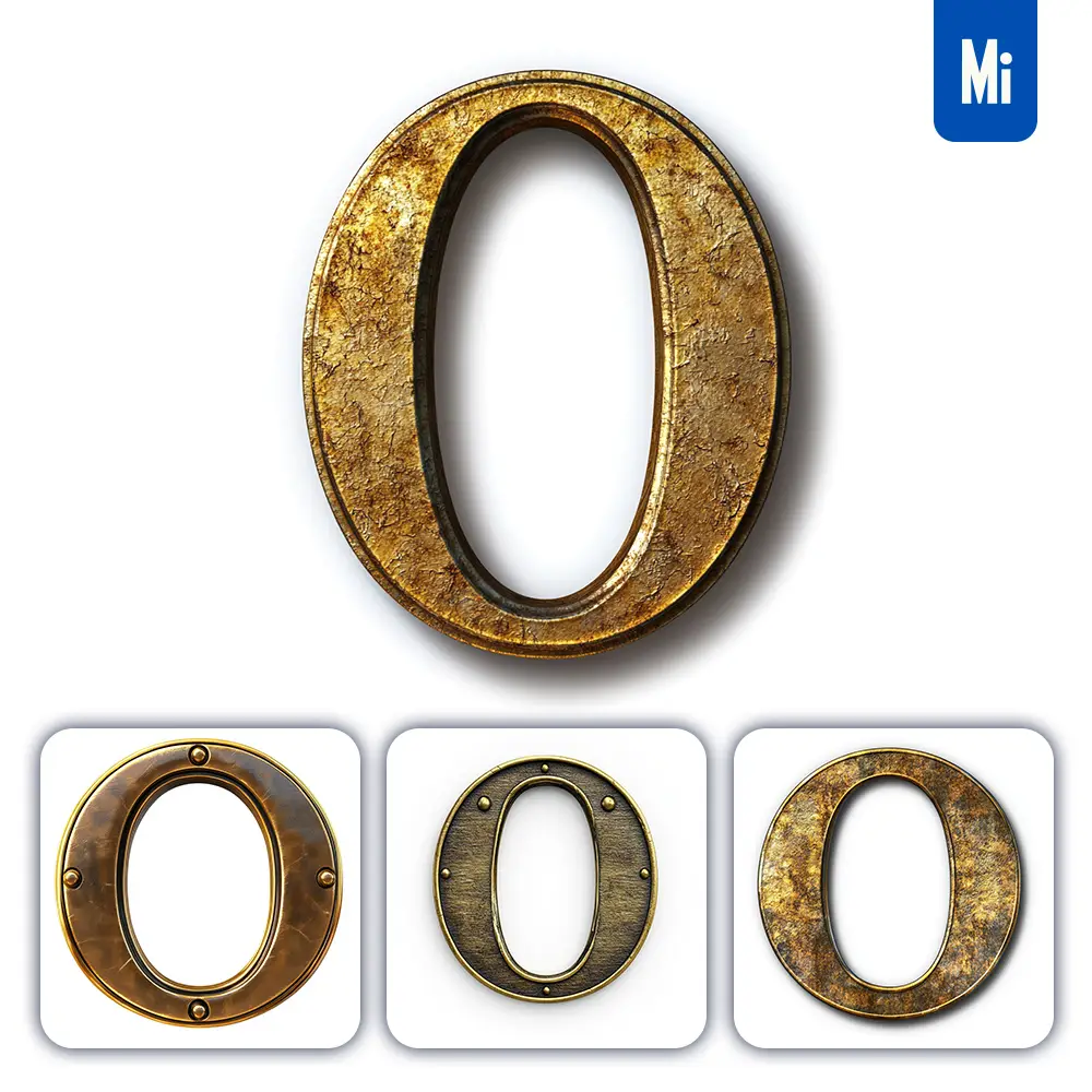 midjourney prompt O letter logo 3D rendering gold golden metal