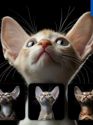 Midjourney Prompt Oriental Shorthair Cat Kitten Head Face Front Look Up Portrait Photography