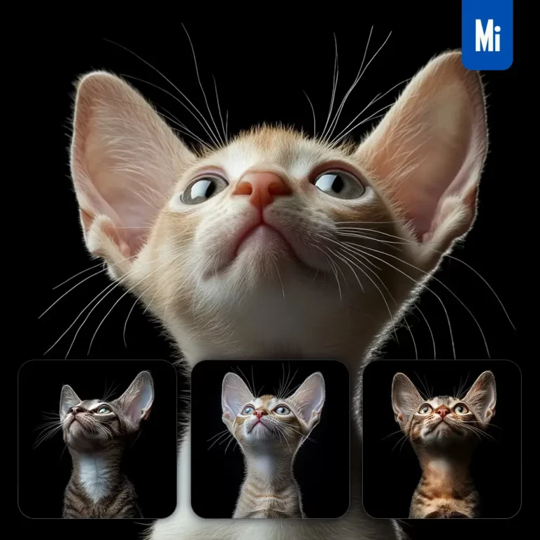 midjourney prompt Oriental Shorthair cat kitten head face front look up portrait photography