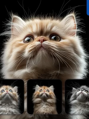 Midjourney Prompt Persian Cat Kitten Head Face Front Look Up Portrait Photography