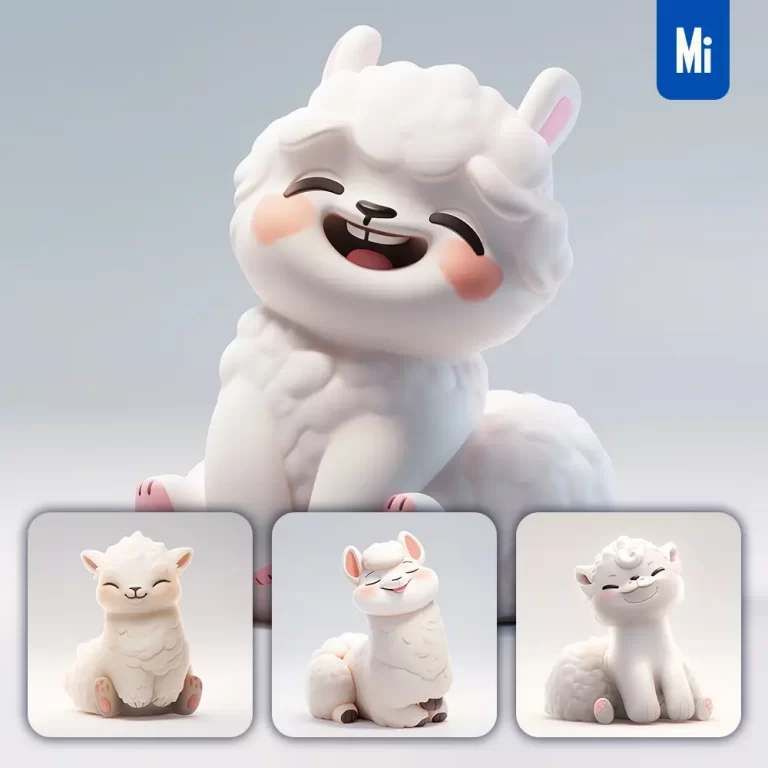 midjourney prompt alpaca popmart blindbox 3D cute cartoon smile C4D toy