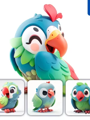 Midjourney Prompt Bird Parrot Popmart Blindbox 3d Cute Cartoon C4d Smile Toy