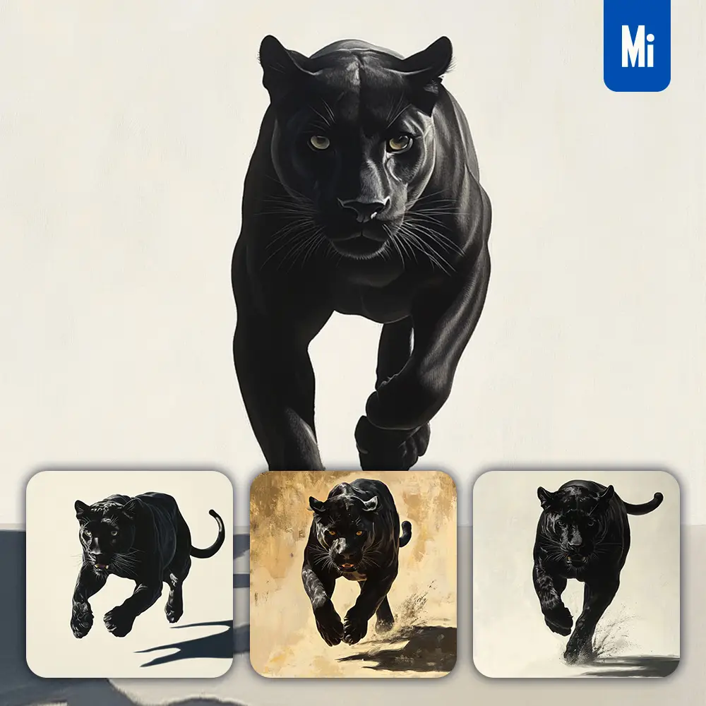 Midjourney Prompt Black Panther Running Sketch Detail Oil Painting Photography
