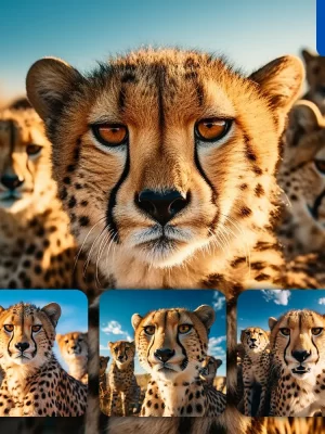 Midjourney Prompt Cheetah Front Herd Head Close Up Animal Photography