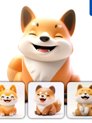 Midjourney Prompt Dog Shiba Inu Popmart Blind Box 3d Cute Smile Sit Toy Cartoon C4d