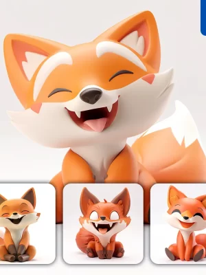 Midjourney Prompt Fox Popmart Blindbox 3d Cute Cartoon C4d Smile Toy