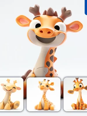 Midjourney Prompt Giraffe Popmart Blind Box 3d Cute Smile Sit Toy Cartoon C4d