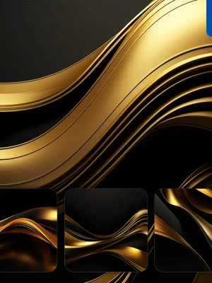 Midjourney Prompt Gold Modern Abstract Shape Elegant 3d Wallpaper Design Screensaver Curved Lines Minimalistic Background